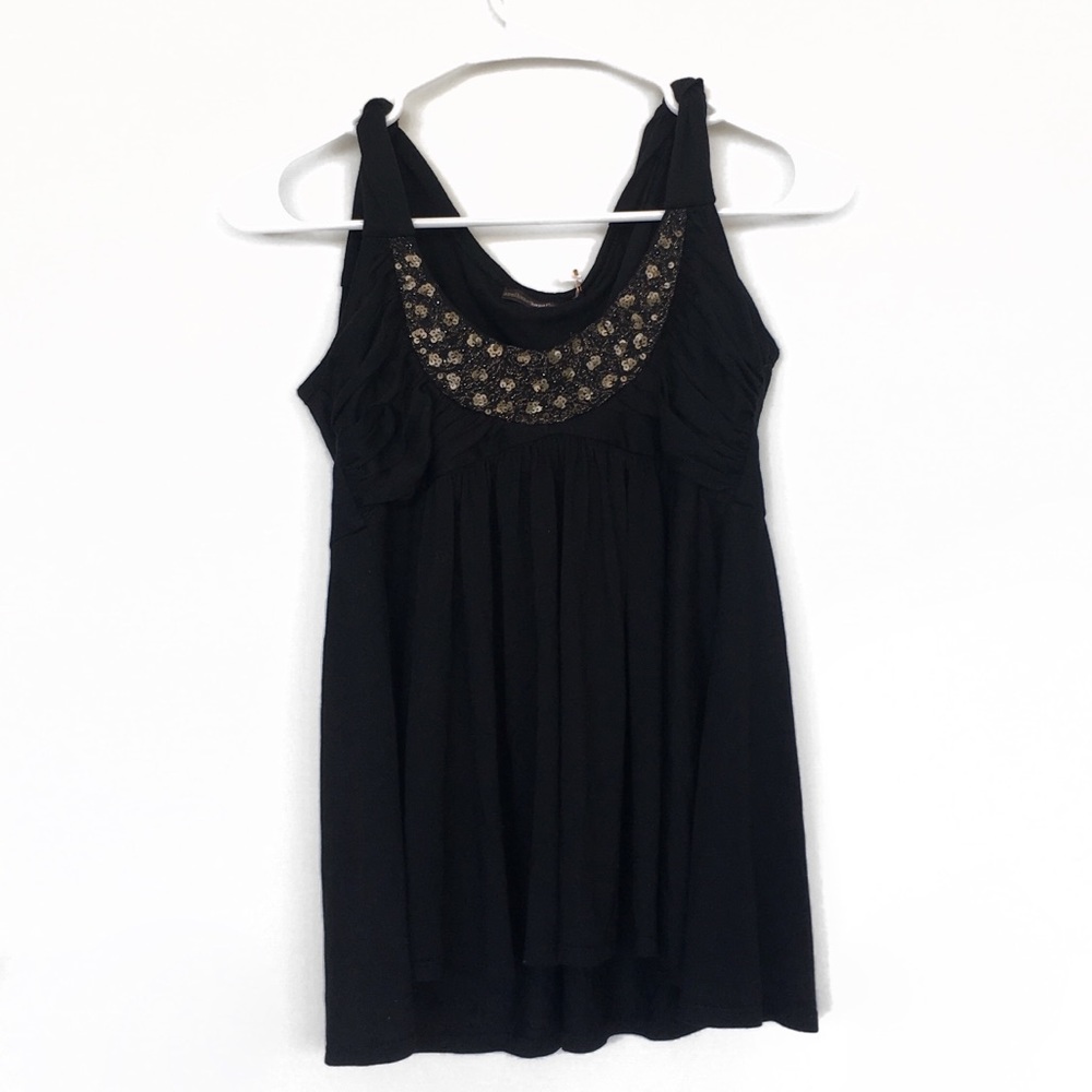 Hazel Black Gold Embellished Tank Top – Size Medium NWT